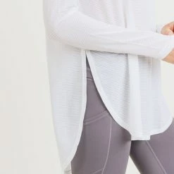 Mono B Athleisure New Arrivals Mono B White Ribbed Mesh Top