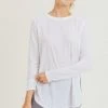 Mono B Athleisure New Arrivals Mono B White Ribbed Mesh Top