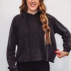 Mono B Athleisure New Arrivals Mono B Black Hooded Top