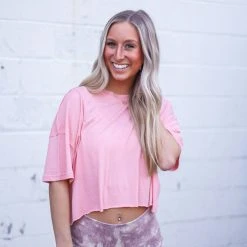 Mono B Athleisure Mono B Coral Pink Boxy Athleisure Top