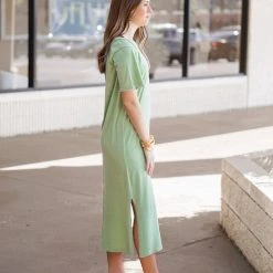 Mono B Athleisure Mono B Green T-Shirt Maxi Dress New Arrivals