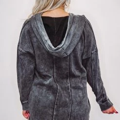 Mono B Athleisure Ladies' Mono B Black Longline Hoodie Pullover