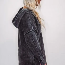 Mono B Athleisure Ladies' Mono B Black Longline Hoodie Pullover