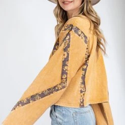 Purple Door Boutique Boho Love Mustard Cropped Top