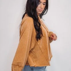 Purple Door Boutique Mustard Dolman Knit Top