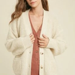 Purple Door Boutique Coziest Natural Button Front Cardigan New Arrivals