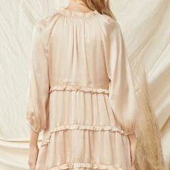 Purple Door Boutique Satin Babydoll Dress In Natural