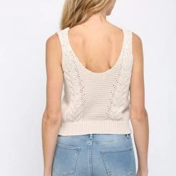 Purple Door Boutique Natural Cable Knit Tank Top Ladies'