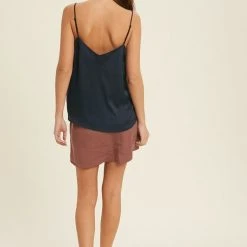 Purple Door Boutique Forever You Satin Navy Tank Top Ladies'