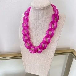Purple Door Boutique Fuchsia Acrylic Chain Necklace Accessories/Gifts