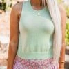 Purple Door Boutique New Arrivals Pastel Green Sweater Tank Top