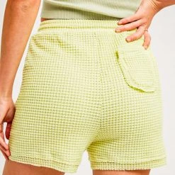 Purple Door Boutique Light Green Waffle Knit Shorts