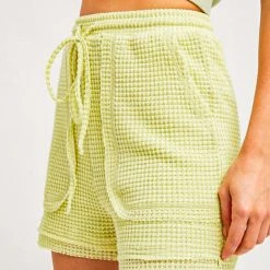 Purple Door Boutique Light Green Waffle Knit Shorts
