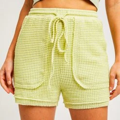 Purple Door Boutique Light Green Waffle Knit Shorts