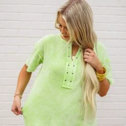 The Purple Door Boutique New Arrivals Summer Knit Neon Green Top
