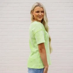 The Purple Door Boutique New Arrivals Summer Knit Neon Green Top