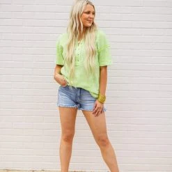 The Purple Door Boutique New Arrivals Summer Knit Neon Green Top