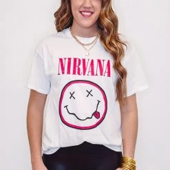 Distressed Vintage Couture White Nirvana Tee Ladies'