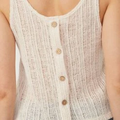 Purple Door Boutique New Arrivals Button Back Oatmeal Tank Top