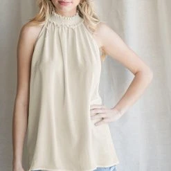 Purple Door Boutique New Arrivals Coastal Days Oatmeal Sleeveless Top