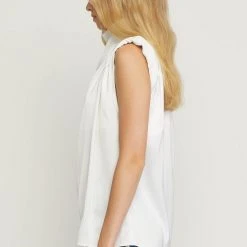 Purple Door Boutique Satin Elegance Off White Top Ladies'