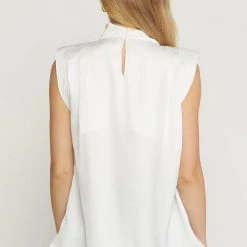 Purple Door Boutique Satin Elegance Off White Top Ladies'