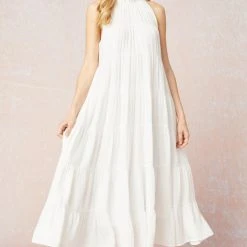 Purple Door Boutique Sunday Evening Off White Maxi Dress