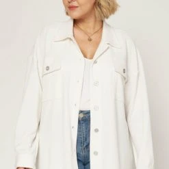 Purple Door Boutique Textured Charm Off White Shacket Ladies'