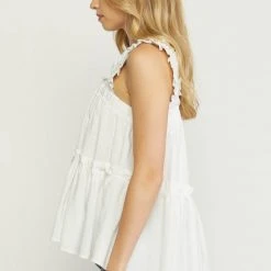 Purple Door Boutique Sunshine Wishes Off White Tiered Top