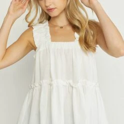 Purple Door Boutique Sunshine Wishes Off White Tiered Top