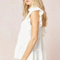 Purple Door Boutique Making Memories Off White Tiered Top