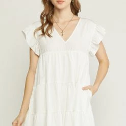 Purple Door Boutique Favored Off White Babydoll Dress