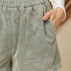 Purple Door Boutique Ladies' Perfect Match Olive Corduroy Shorts
