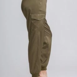 Purple Door Boutique Olive Satin Feel Jogger Pants