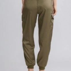 Purple Door Boutique Olive Satin Feel Jogger Pants
