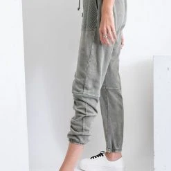 Purple Door Boutique Faded Olive Terry Knit Joggers