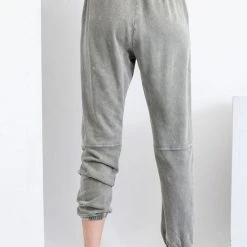 Purple Door Boutique Faded Olive Terry Knit Joggers