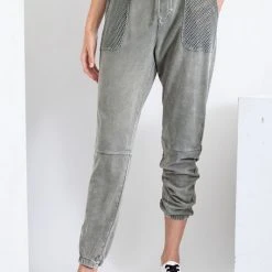 Purple Door Boutique Faded Olive Terry Knit Joggers