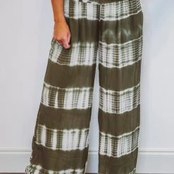 The Purple Door Boutique Tropical Breeze Olive Tie Dye Palazzo Pants Ladies'