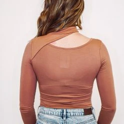 Purple Door Boutique Non Basic Tan Mock Neck Bodysuit New Arrivals