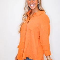 The Purple Door Boutique New Arrivals Sunset Stroll Orange Gauze Top