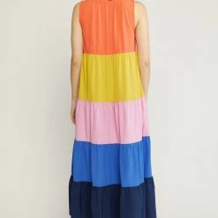 Purple Door Boutique Orange Combo Colorblock Maxi Dress