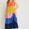 Purple Door Boutique Orange Combo Colorblock Maxi Dress