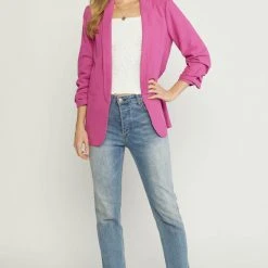 Purple Door Boutique Best Basic Magenta Linen Blazer