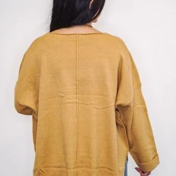 The Purple Door Boutique Brushed Yarn Knitted Mustard Sweater New Arrivals