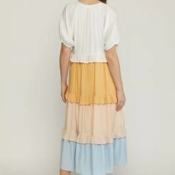 Purple Door Boutique Prettiest Pastels Colorblock Midi Dress