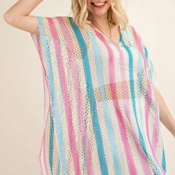 Purple Door Boutique Pastel Cream Crochet Style Top Ladies'