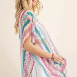 Purple Door Boutique Pastel Cream Crochet Style Top Ladies'