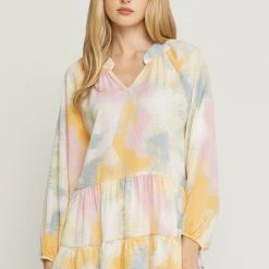 Purple Door Boutique Summer SALE Pink Pastels Watercolor Babydoll Top