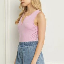 Purple Door Boutique Summer SALE Basic Pink Ribbed Bodysuit
